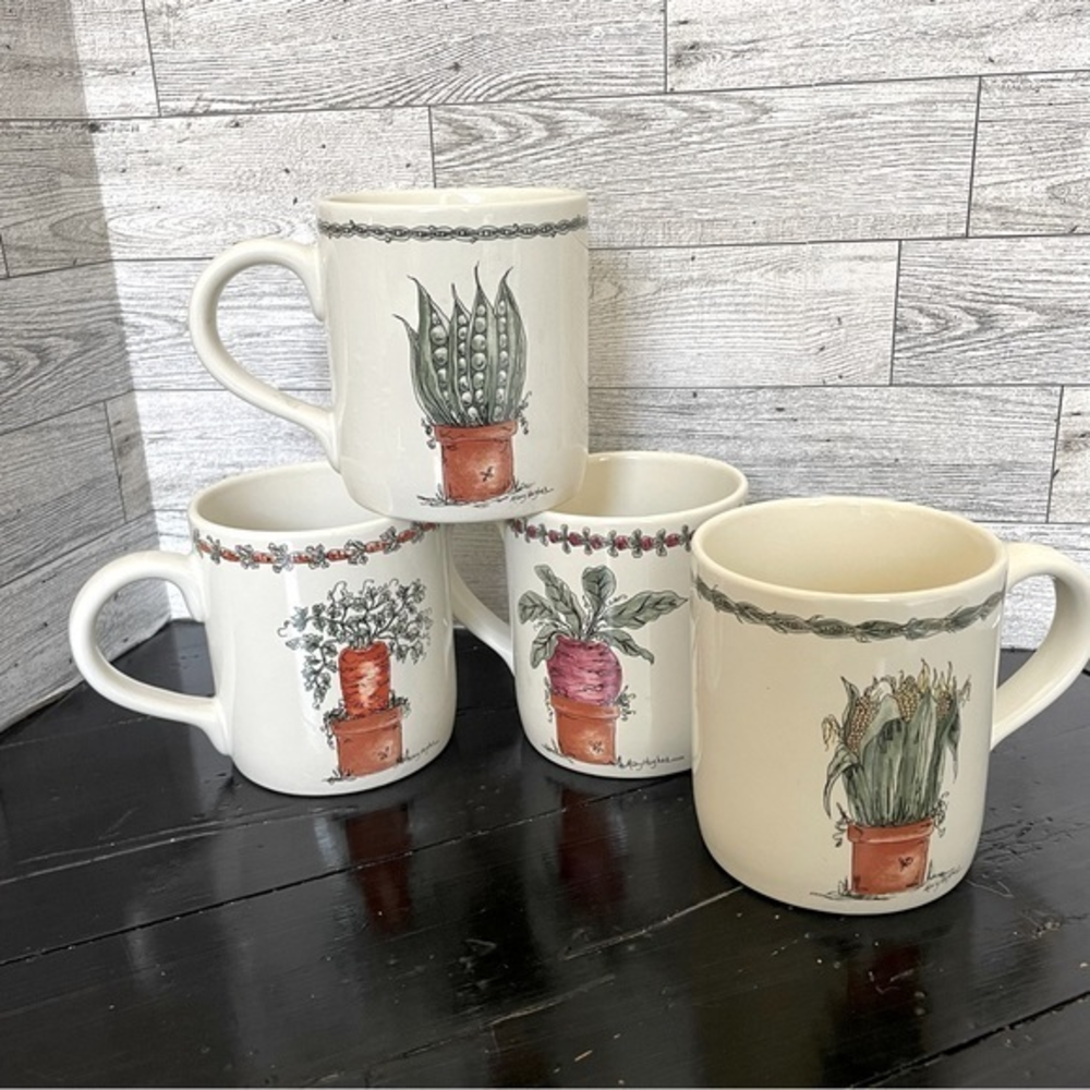 Vintage Otagiri Japan Vegetable Mug Set 1997 Enesco 4” Tall Mary‎ Hughes